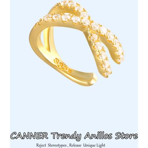 CANNER 1PC 925 Sterling Silver CZ Crystal Ear Cuff C Shaped Ear Clips No Pierced Cuff Earrings for Women Gifts Fine Jewellery