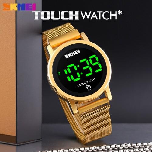 SKMEI Brand Touch Screen Mens Watch For Male Gifts Luxury LED Digital Clock Waterproof Steel Strap Wristwatches reloj hombre