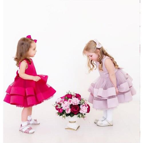 Infant Baptism Dress Baby Girl 1 Year Birthday Princess Dress Baby Girl Dresses Party Wedding Toddler Summer Tutu Dress with Bow