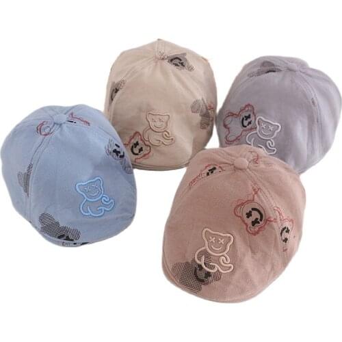 Doitbest Cartoon bear Baby berets spring cotton kids Peaked cap Boys Girls beret Hat Babys Accessories for 2-5 Years old