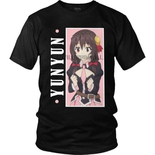 KonoSuba Yunyun Tshirt Men Novelty Tee Tops Cotton T Shirts Short Sleeve Kono Subarashii Sekai ni Shukufuku o T-shirt Gift Merch