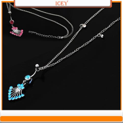 Personality belly ring waist chain belly ring medical stainless steel allergy friendly fan-shaped du qi lian