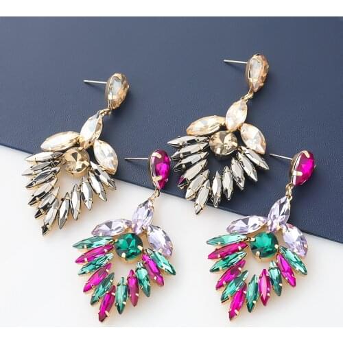 JIJIAWENHUA New Trend Acrylic Rhinestone womens Color Drop Earrings Dinner Party Statement Fashion Jewelry Accessories