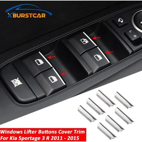 Xburstcar 7Pcs/Set Car Windows Lifter Buttons Cover Trim Window Lift Switch Sticker for Kia Sportage 3 R 2011 - 2015 Accessories