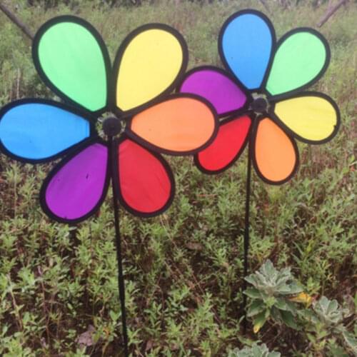 Colorful Wind Spinners Pinwheels Windmill Flower Rainbow Pinwheel DIY Wind Spinner For Garden Patio Windmill Decor