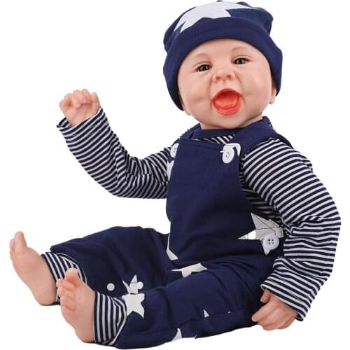 22'' Handmade Bebe Reborn Baby Doll Soft Silicone Cloth Body Newborn Dolls Lovely Children Birthday Christmas Gift