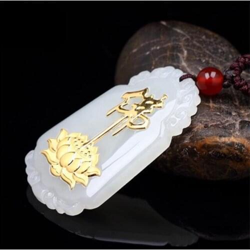 Gold-inlaid jadeS Hetian jades pendant Pendant word pendant manufacturers wholesale processing free shipping