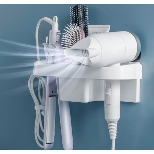 Multifunctional Hair Dryer Holder Bathroom Shelves In The Bathroom Organizer Storage Shampoo Rack Wall Mounted Plastic Shelf