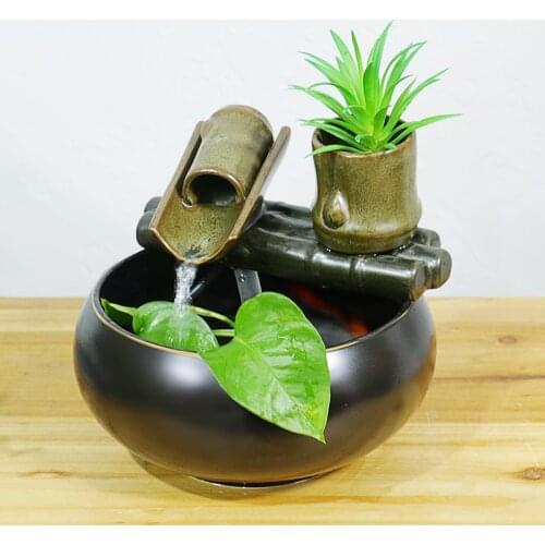 Multifunctional Indoor Water Fountain Mini Fish Tank Flower Pot Tabletop Fountain With Soothing Sound for Office and Home Decor