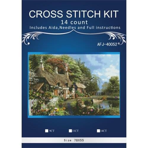 New Forest house Needlework,DIY DMC 14CT Cross stitch,Embroidery kits,Art Cross-Stitching Handmade Pastoral scenery Warm meadows