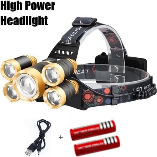 Mini Rechargeable LED HeadLamps 20000 Lumens 4 mode Zoomable LED Bicycle Head Light Lamp Outdoor Camping Flashlight and Hunting