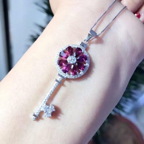 Natural garnet necklace, holiday gift, professional natural gem factory, 925 silver, new key