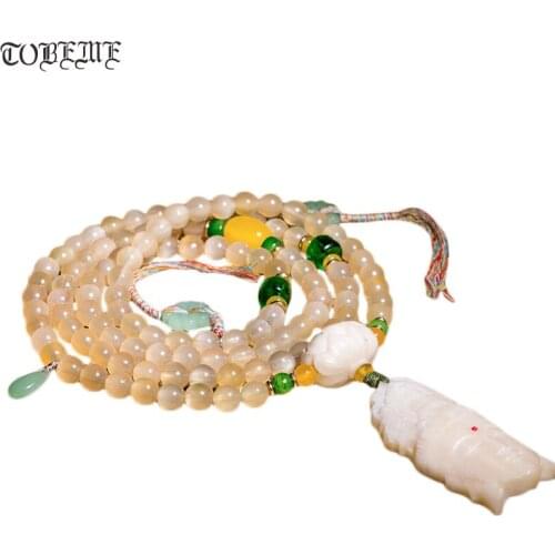 Handcrafted Genuine Tibetan Sheep Horn Mala Tibetan Designer Mala Buddhist 108 Prayer Beads Bracelet Tibetan Horn Mala 108 beads