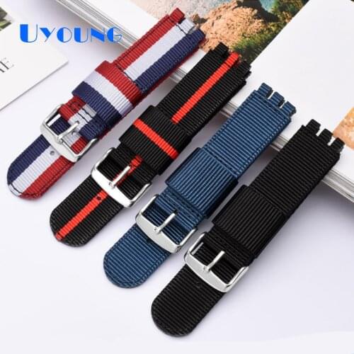 Nylon camouflage thickened canvas watchstrap for SWATCH17mm replace watchband watch bracelet 19mm waterproof Special interface