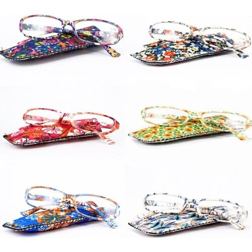 Iboode Retro Printed Flower Reading Glasses Women Men Spring Hinge Ultralight Presbyopic Glasses +1.0 to 3.5 With Matching Pouch