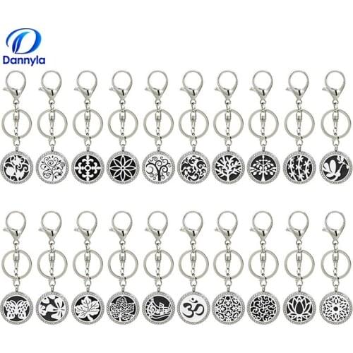 Wholesale And Retail Crystal Stainless Steel Lobster buckle Diffuser Locket Keychain AB101-120-Y02
