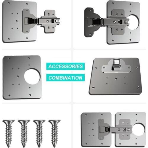 Hinge Repair Plate Rust Resistant Steel Cabinet Door Hinges Damper Buffer Kitchen Cupboard Furniture Hinges Firmly Connector