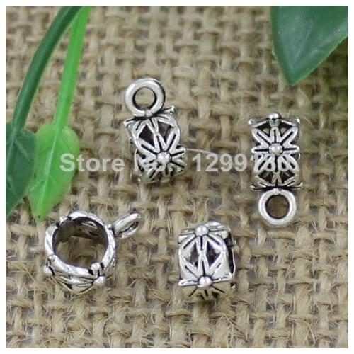 50pcs/lot Zinc Alloy Silver Tone Charm Pendant Bails Cord end For Necklace DIY Jewelry Making Accessories 11x5mm Hole:5mm K01915