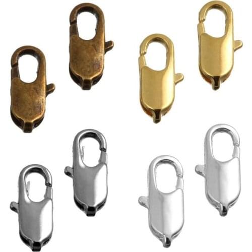 50pcs/Lot 12x5mm Flat Lobster Clasp Buckle Accessories Copper Material For Diy Jewelry Making Connector Findings Wholesale