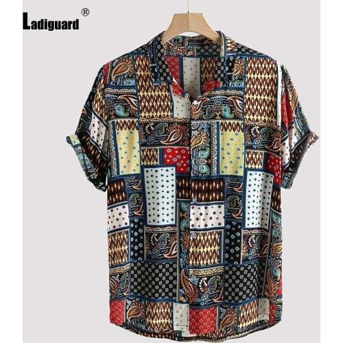 Men Classic Shirts Linen Tops Sexy Masculinas clothing Vintage 2021 Single Breasted 3D Print Blouse Mens Elegant Fashion Shirt