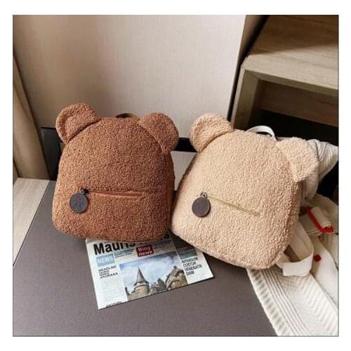 Fashion Children School Bags Cute Bear Ear Fleece Kids Backpack Boys Girls School Bags Mini Backpack Book Bag