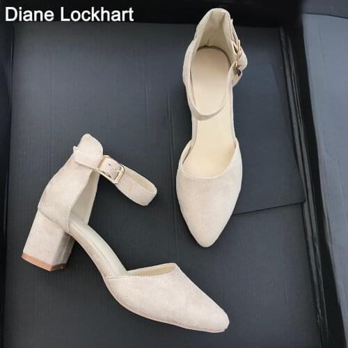 Women Pumps Summer Heels 5cm Buckle Gladiator Sandals Office Professional Sandals Party Wedding High Heel Shoes Chaussures 33 41