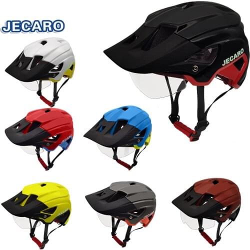 JECARO MTB Bike Cycling Mountain Road Protection Helmet With Sun Visitor Skating Roller Bicycle Safety Outdoor Sport Helmet