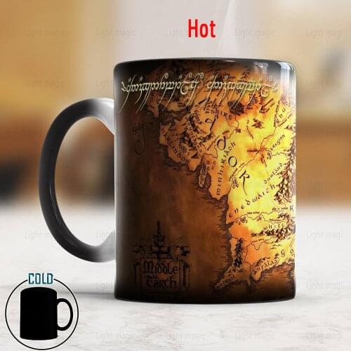 Ancient Old Map Magic Spell Mug 350mL Magic Ceramic Heat Sensitive Color Changed Coffee Milk Tea Mug Friends Gift Free Shipping