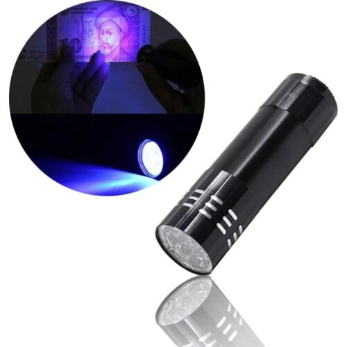 9 LED Flashlight Torch 4.5v 395NM Light Waterproof Aluminum Lamp Mini UV ULTRA VIOLET Outdoor Portable Tactical Lighting UV Lamp