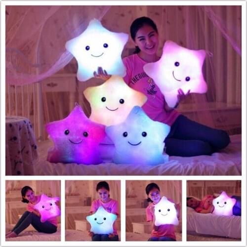 Luminous Pillow Toys Led Light Plush Pillow Colorful Star Shape Stuffed Dolls Toy Christmas Gift for Kids Children