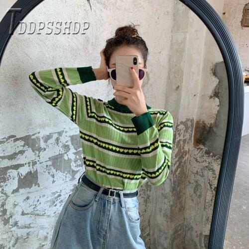 2019 Autumn New Long Sleeve Women Sweater Slim Ins Popular Casual Avocado Green Color Female Sweaters