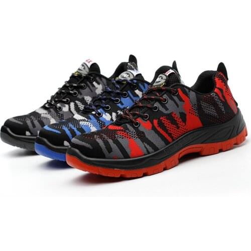 YSHUNIJ Anti-smashing and anti-stab flying woven breathable steel toe steel-soled safety shoes for men