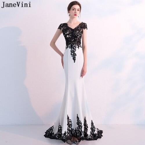 JaneVini 2018 Vintage Lace Applique Mermaid Mother of The Bride Dresses V Neck Women Formal Evening Dress for Dinner Party Gowns