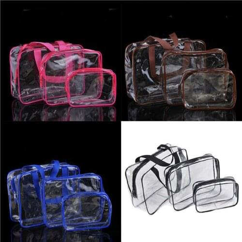 Waterproof Beach Travel Cosmetic organizer 3 pcs Toiletry Clear Transparent Bag