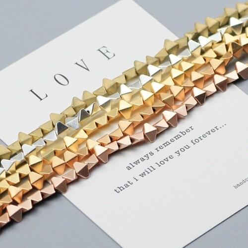 WLYeeS scrub rhombus hematite beads natural stone 6*3mm 85pcs geometric Spacer loose bead for Charms jewelry bracelet Making DIY