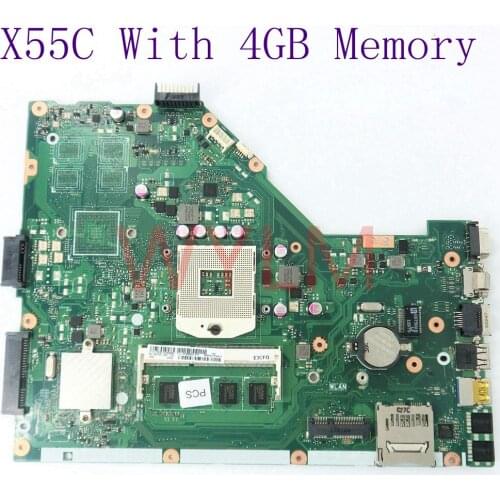 X55C 4GB RAM Memory Mainboard For ASUS X55C X55CR X55V X55VD Laptop motherboard DDR3 60-N0OMB1100-C01 100% Test Free Shipping