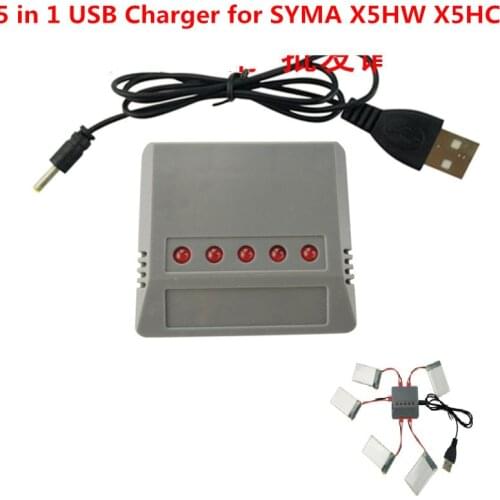 SYMA X5HW X5HC USB Charger 5 in 1 Lipo Battery Balance Charging for X5HW X5HC Parts Quadcopter RC Quadcopter