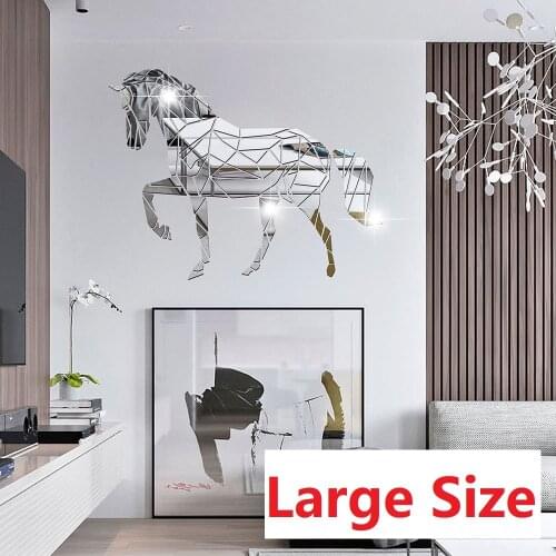 Horse Mirror Stickers Bedroom Furniture Living Room TV Background Walls Home Decoration Self Adhesive Windows Door Wall Sticker