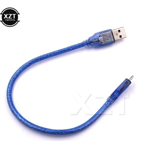 1pc Transparent Blue Straight USB 2.0 male To micro Extension Adapter Connector Cable for mobile phone for laptop