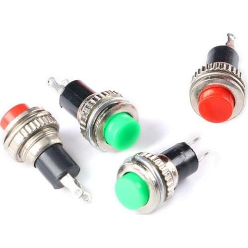 10pcs DS-314-316 10mm small push button switch red and green non-locking self-reset jog push switch doorbell horn