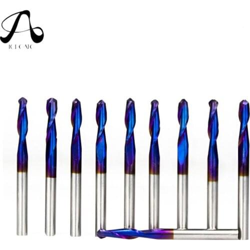 10pcs/Lot 3.175mm Tungsten Steel Engraving Cutter Double-Edged Spiral Ball End Mill Set for CNC Accessories Milling Dril Bit