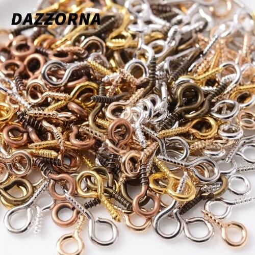 100Pcs/Lot 5x10mm Mini Eye Pins Bolt Bail Pendant Making Parts Cute 4 Colors Screw Eye Pins Bail For Jewelry Making Findings
