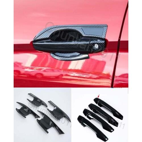 Carbon Fiber Style Handle Bowl Cover Door Handle Cover Trim for 2017-2021 Mitsubishi Eclipse Cross ABS 12PCS