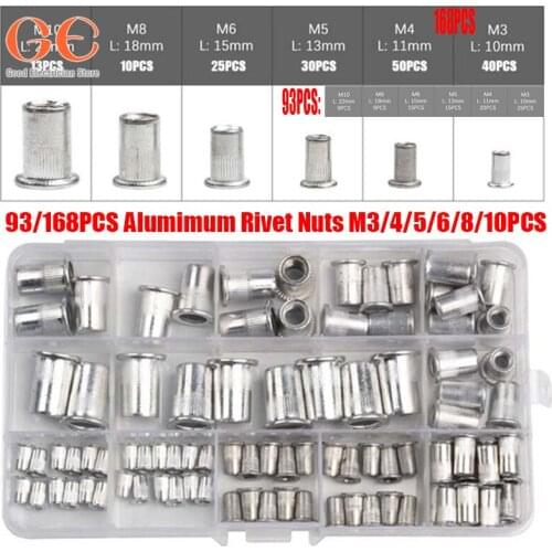168PCS Alumimum Rivet Nuts M3/4/5/6/8/10PCS assortment assortment bolt lamp home improvement bolts and nuts