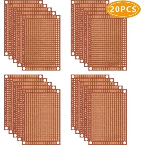 20 Pcs Copper Perfboard Paper Composite PCB Boards 5 cm x 7 cm Universal Breadboard Single Sided Printed Circuit Board