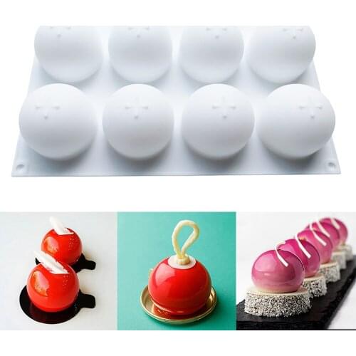 3D Sphere Silicone Mold 8 Holes Spherical Mousse Cake Mold Dessert Decoration Mold Cake Decoration Tools Cake Tools