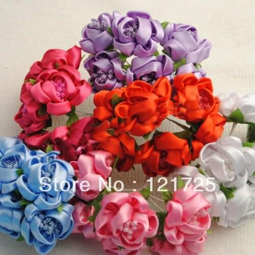 5 Colors Satin Flowers Home Decoration Mini artificial Flowers DIY Small Wedding Bouquet Scrapbooking Decor Free Shipping