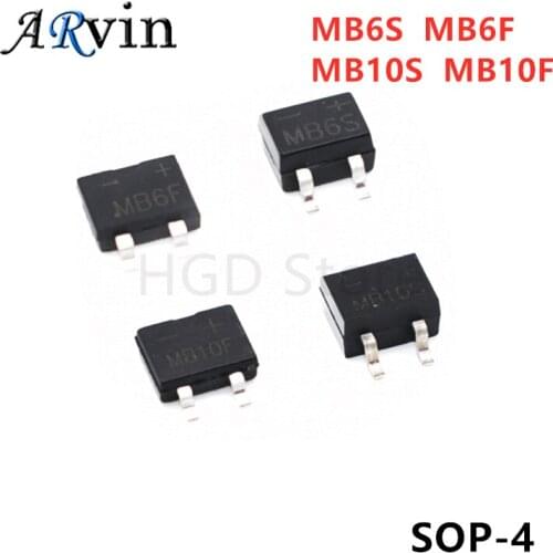 50pcs/lot MB6S MB10S MB6F MB10F SOP-4 Bridge Rectifier