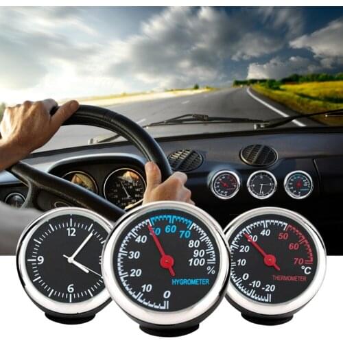 Round Shape Car Automobile Digital Clock Auto Watch/Thermometer/Hygrometer Car Interior Decoration Ornament Car Styling