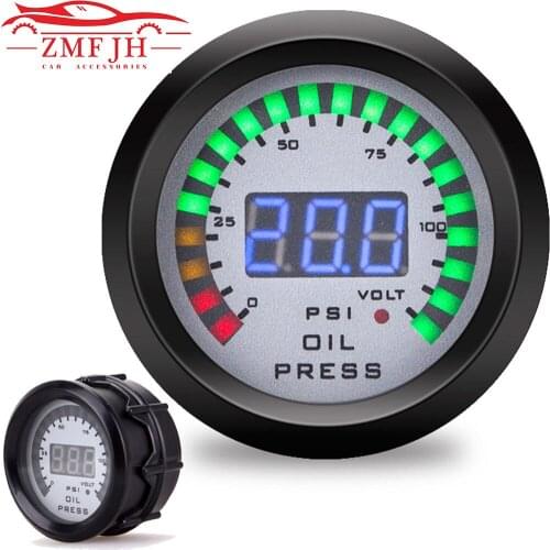 Car 2" 52mm Oil pressure gauge With Sensor Smoke Lens Oil Press Gauge + voltmeter auto Car meter 12v digital motorcycle